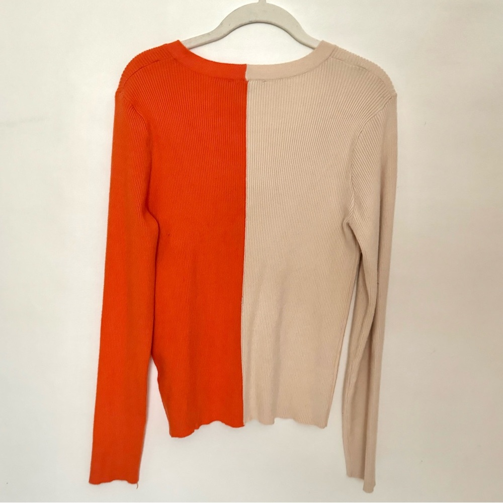 FORE Two-Tone Colorblock Ribbed Soft Cardigan - Picture 3 of 3